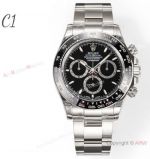 C1 Factory Top Watch - C1 Super Clone Rolex Daytona New 4131 Black Dial Steel Bracelet